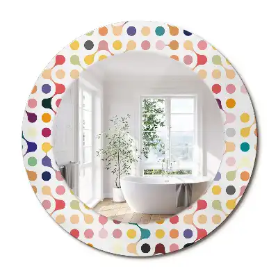 Miroir rond imprimé pois style pop art