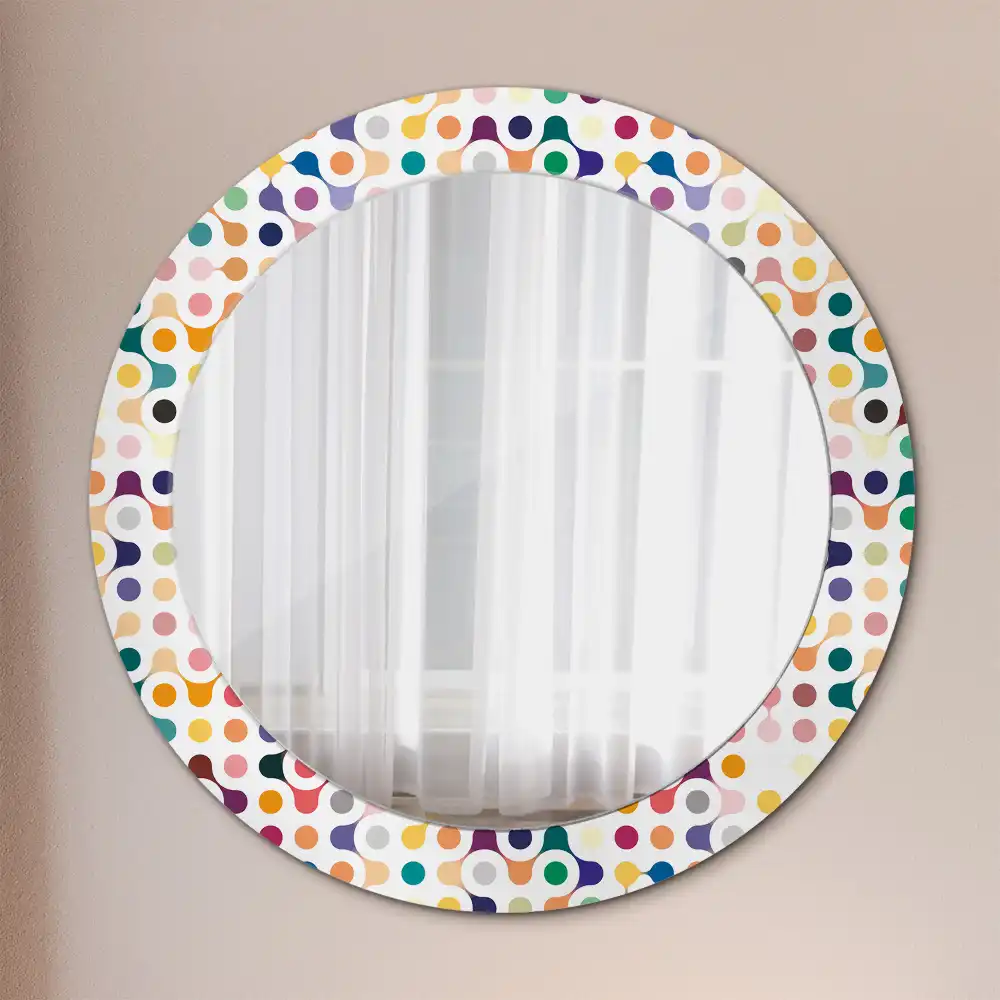 Miroir rond imprimé pois style pop art
