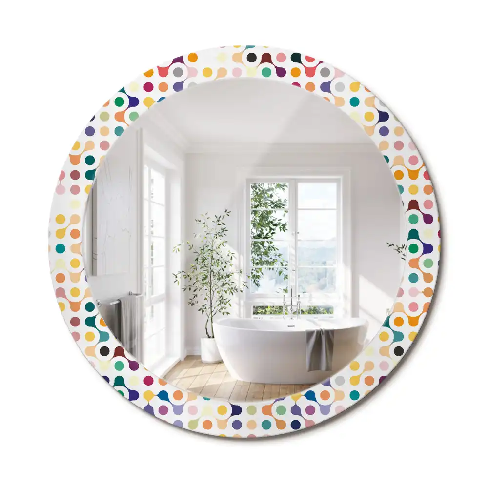 Miroir rond imprimé pois style pop art