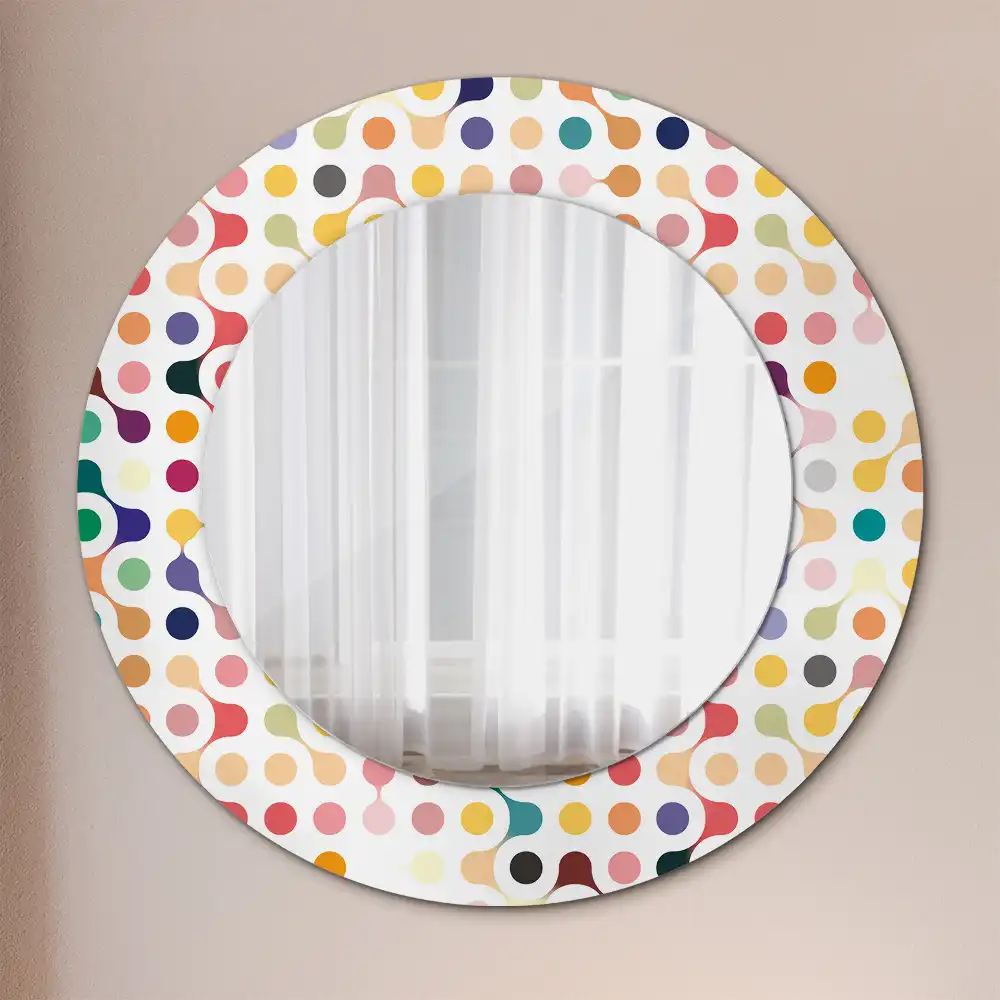 Miroir rond imprimé pois style pop art