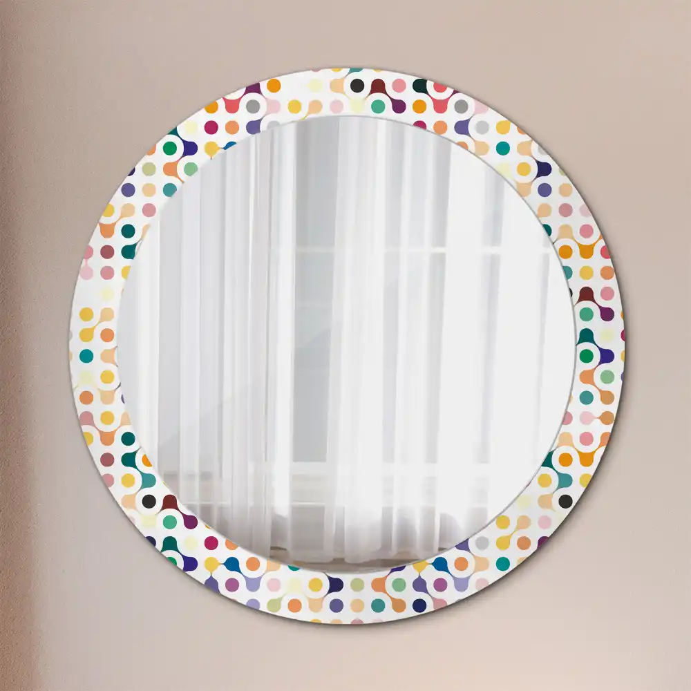 Miroir rond imprimé pois style pop art