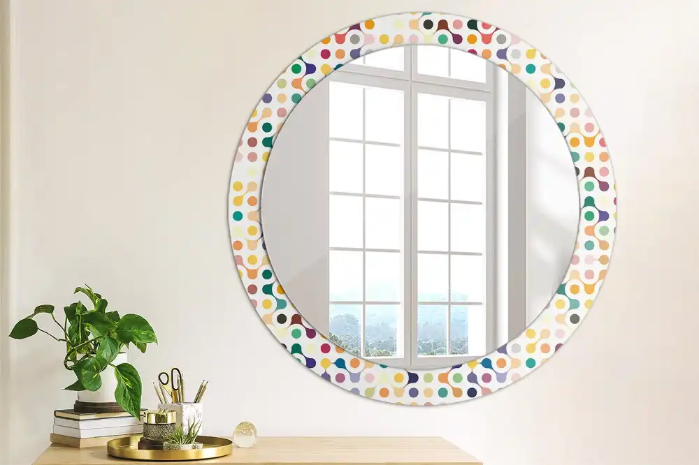 Miroir rond imprimé pois style pop art