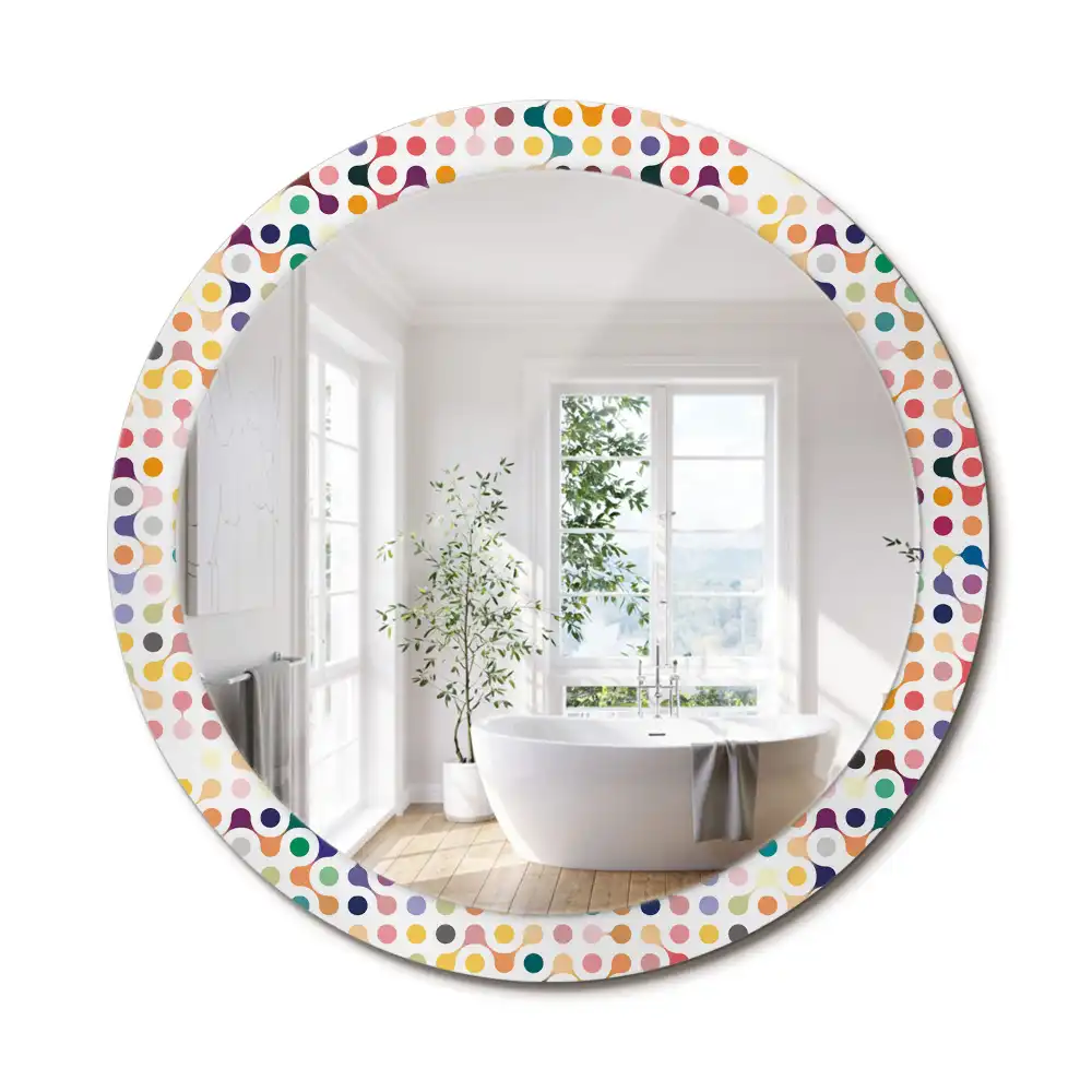 Miroir rond imprimé pois style pop art