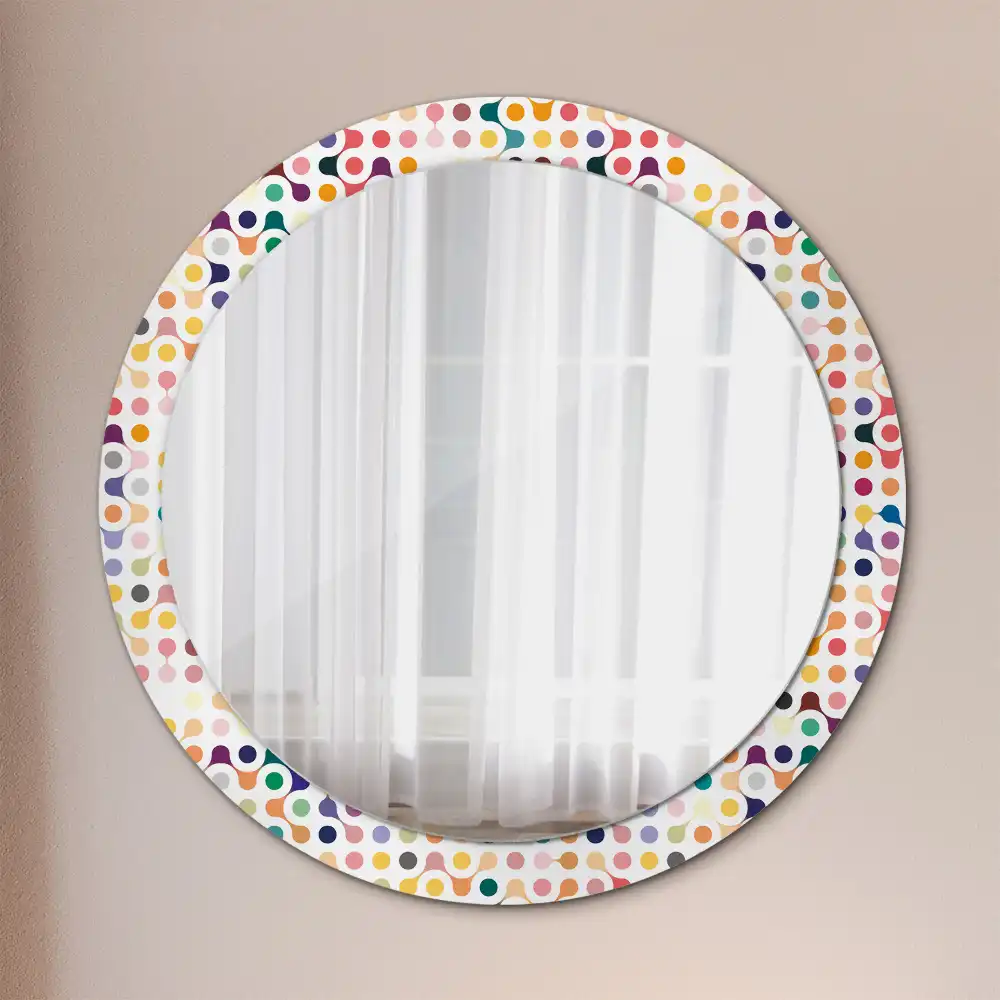 Miroir rond imprimé pois style pop art