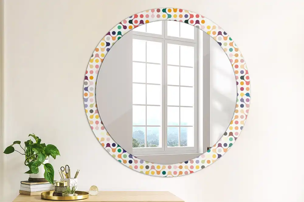 Miroir rond imprimé pois style pop art