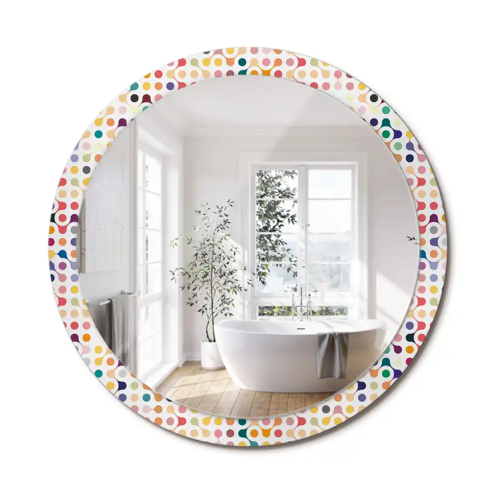 Miroir rond imprimé pois style pop art