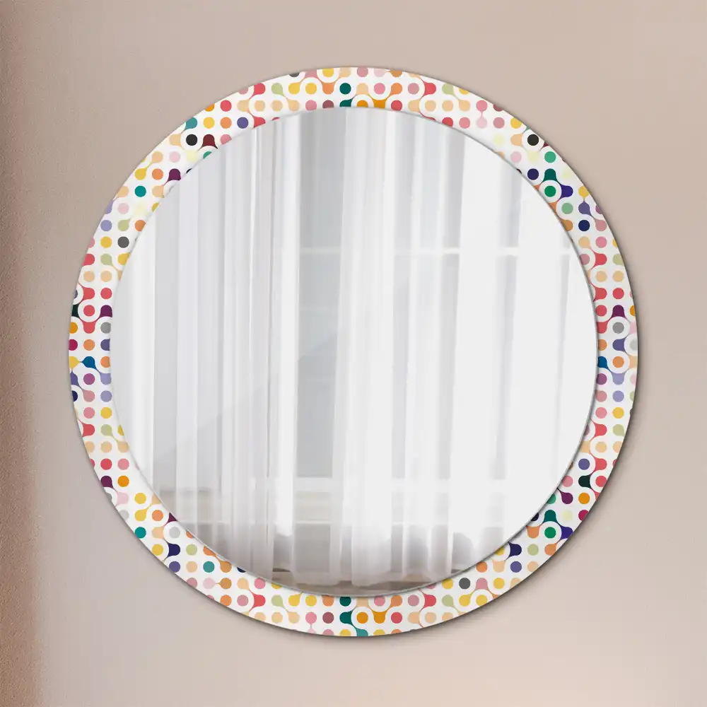 Miroir rond imprimé pois style pop art