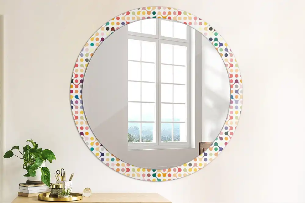 Miroir rond imprimé pois style pop art
