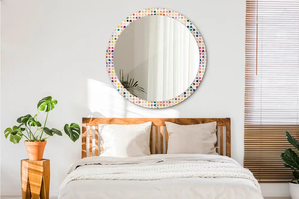 Miroir rond imprimé pois style pop art