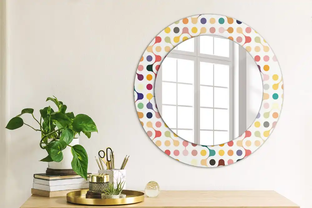 Miroir rond imprimé pois style pop art