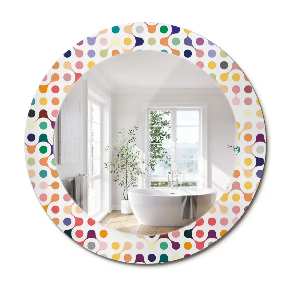 Miroir rond imprimé pois style pop art