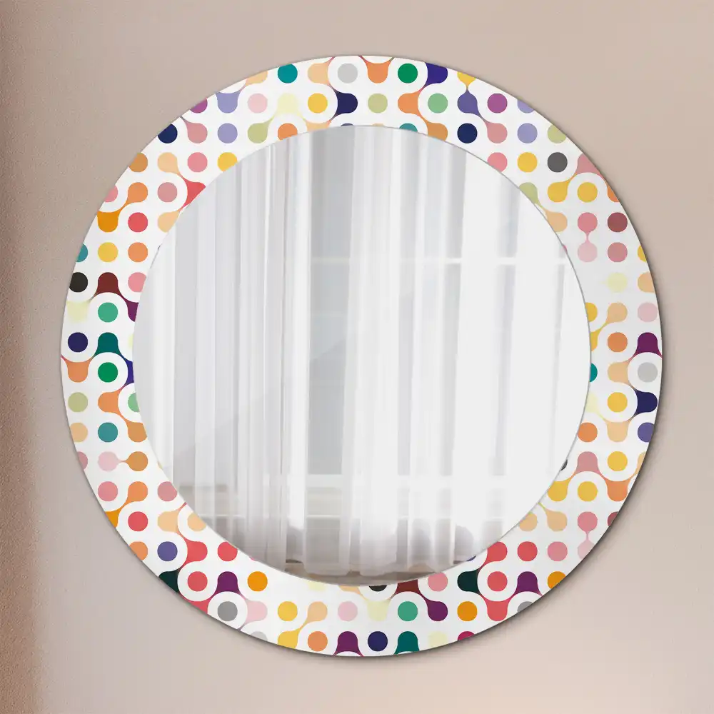 Miroir rond imprimé pois style pop art