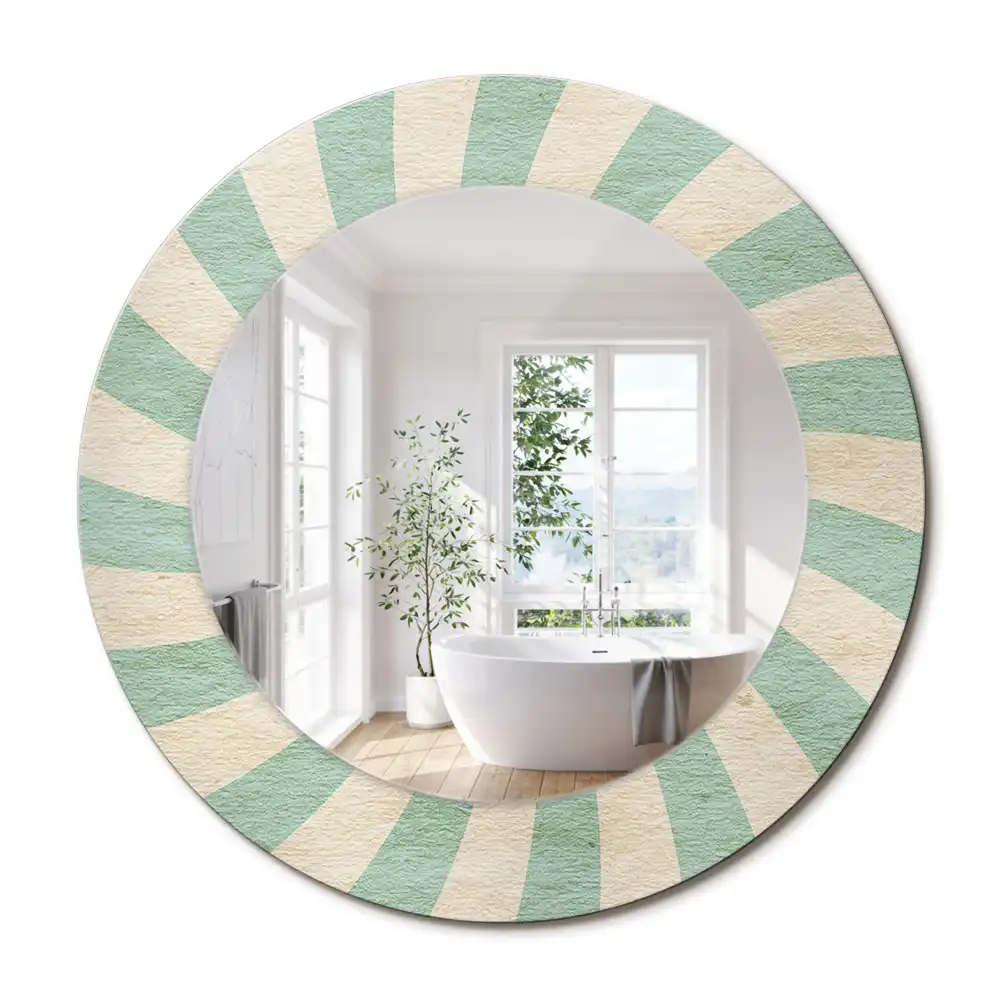 Miroir rond cadre avec impression motif pastel rétro