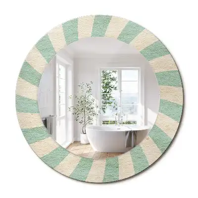 Miroir rond cadre avec impression motif pastel rétro