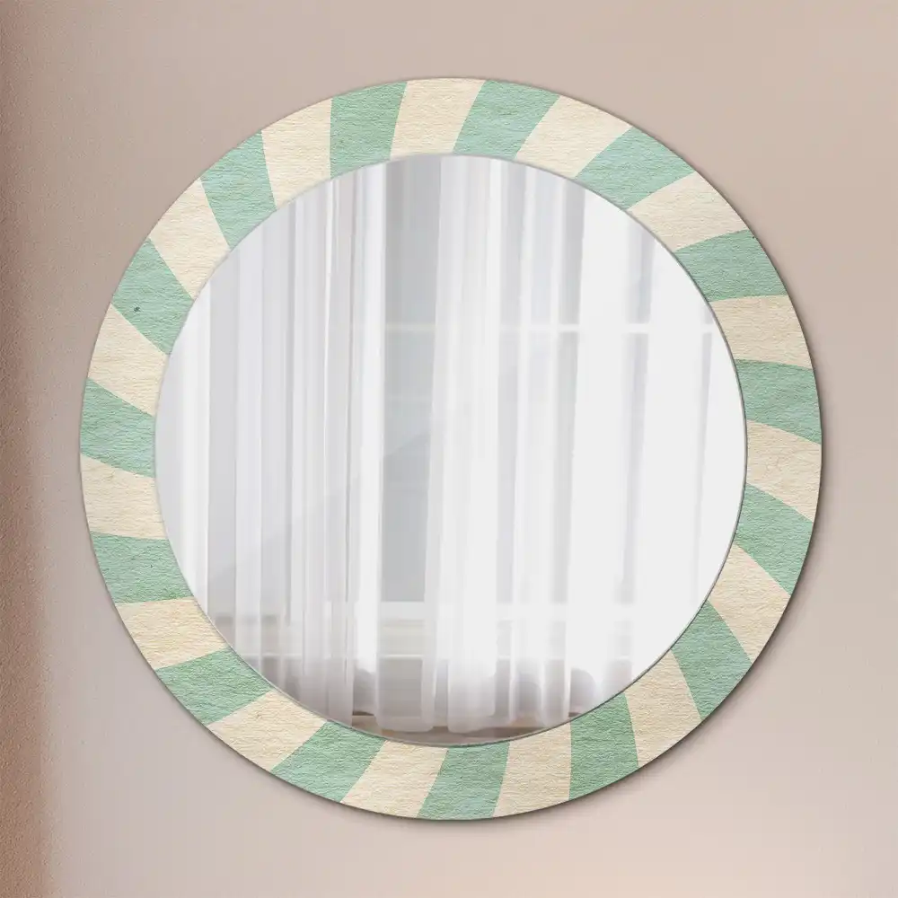 Miroir rond cadre avec impression motif pastel rétro