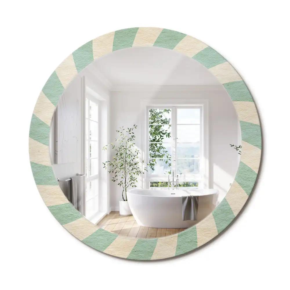 Miroir rond cadre avec impression motif pastel rétro