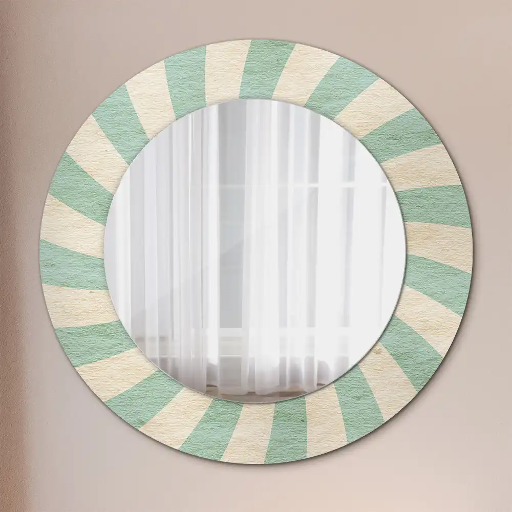 Miroir rond cadre avec impression motif pastel rétro