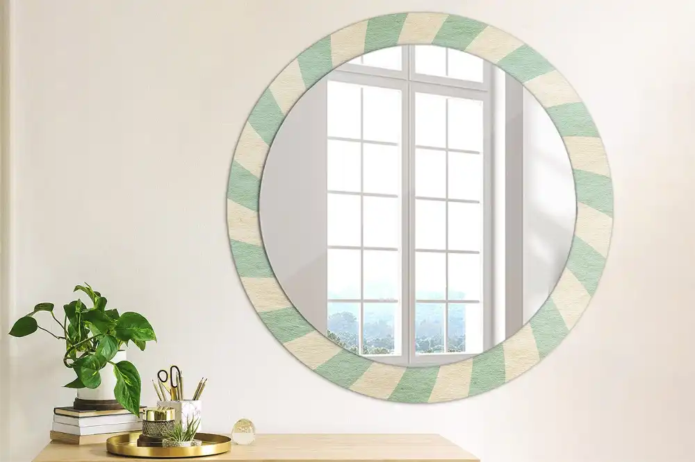 Miroir rond cadre avec impression motif pastel rétro