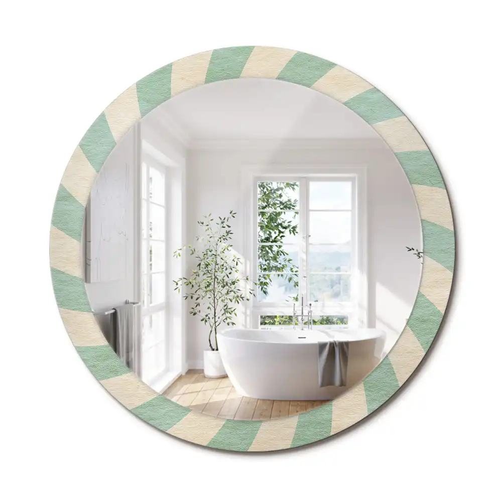 Miroir rond cadre avec impression motif pastel rétro