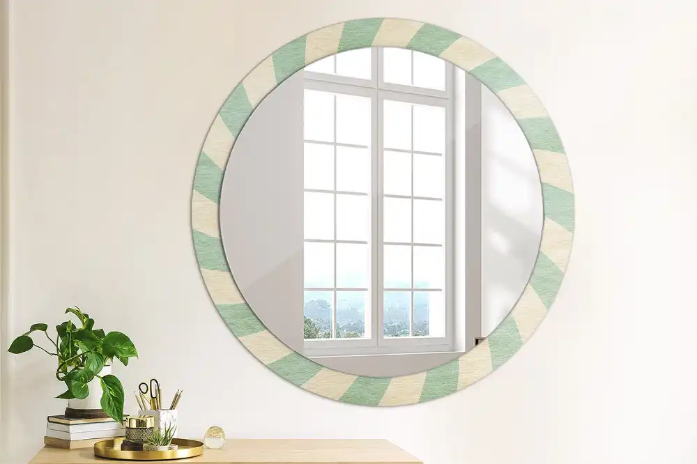 Miroir rond cadre avec impression motif pastel rétro