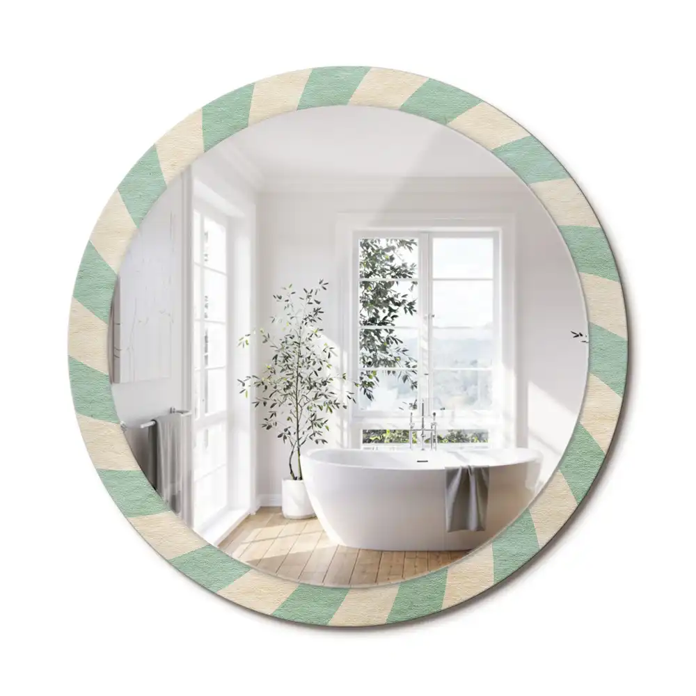 Miroir rond cadre avec impression motif pastel rétro