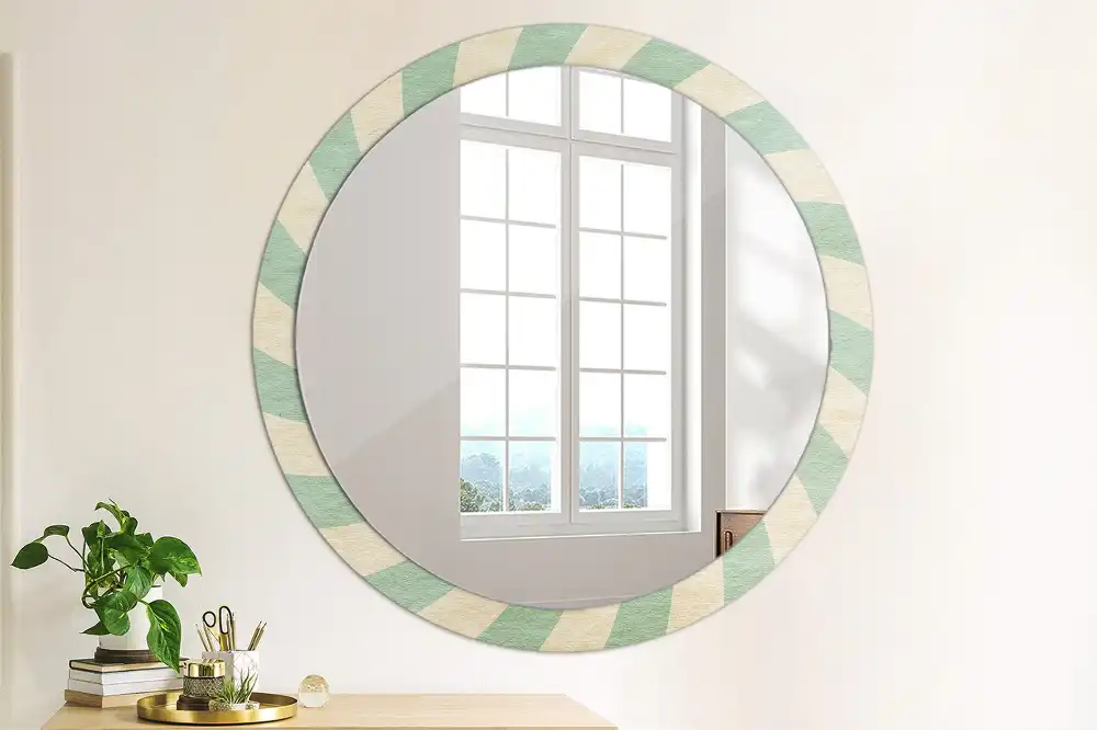 Miroir rond cadre avec impression motif pastel rétro