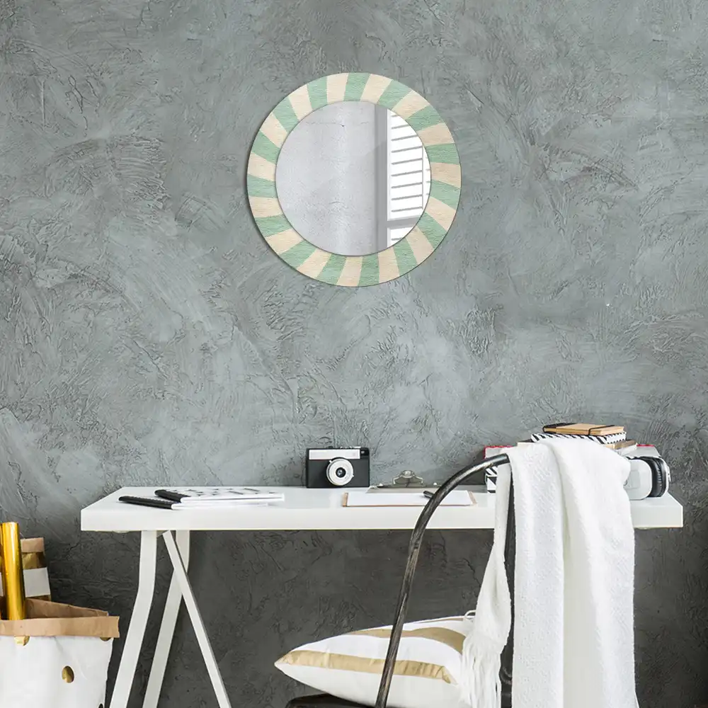 Miroir rond cadre avec impression motif pastel rétro