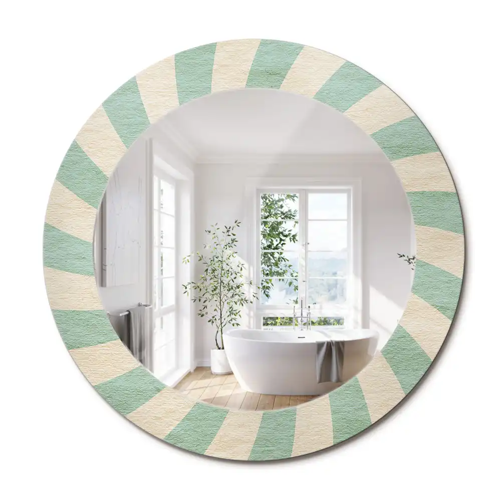 Miroir rond cadre avec impression motif pastel rétro