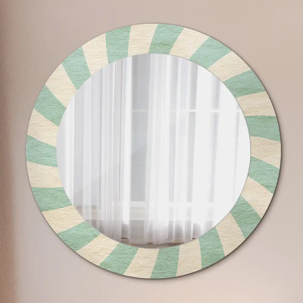 Miroir rond cadre avec impression motif pastel rétro