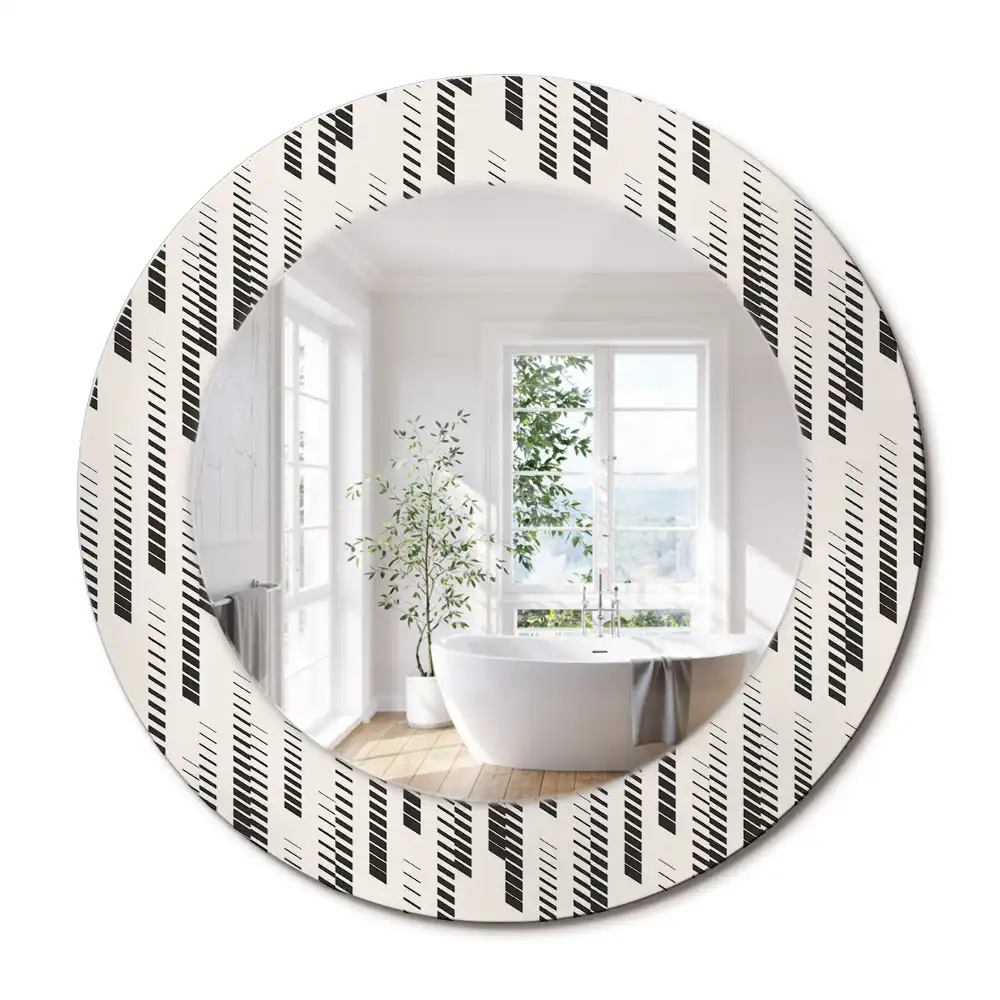 Miroir rond avec décoration motif à rayures