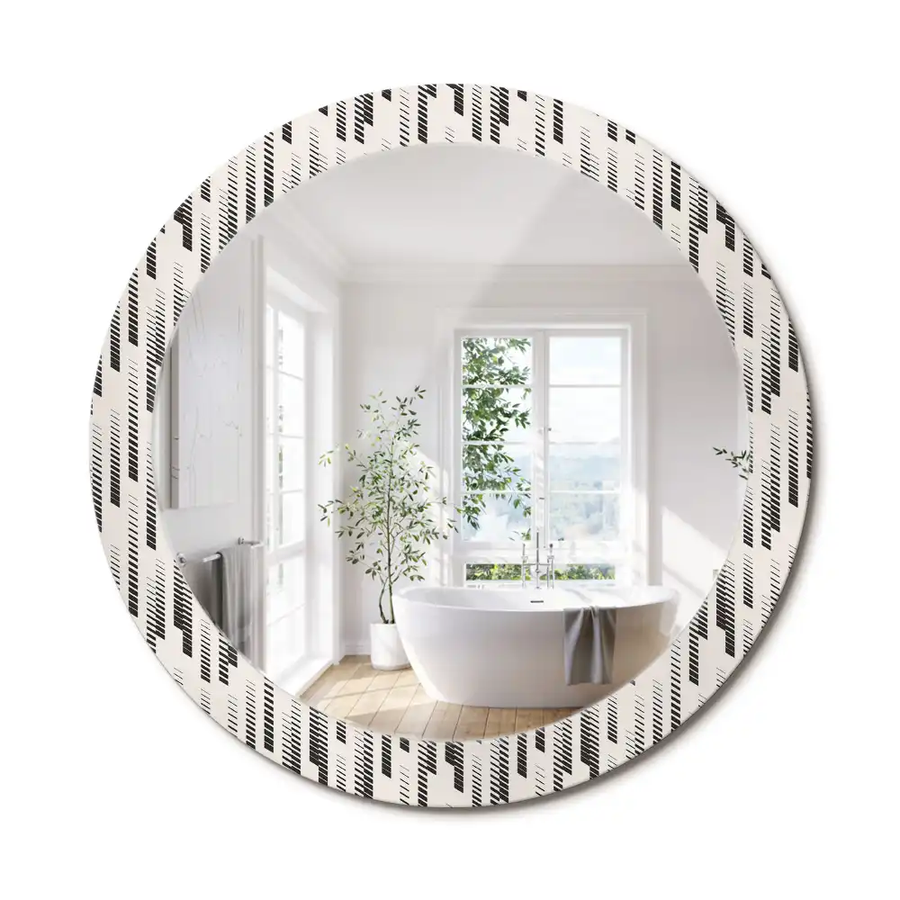 Miroir rond avec décoration motif à rayures