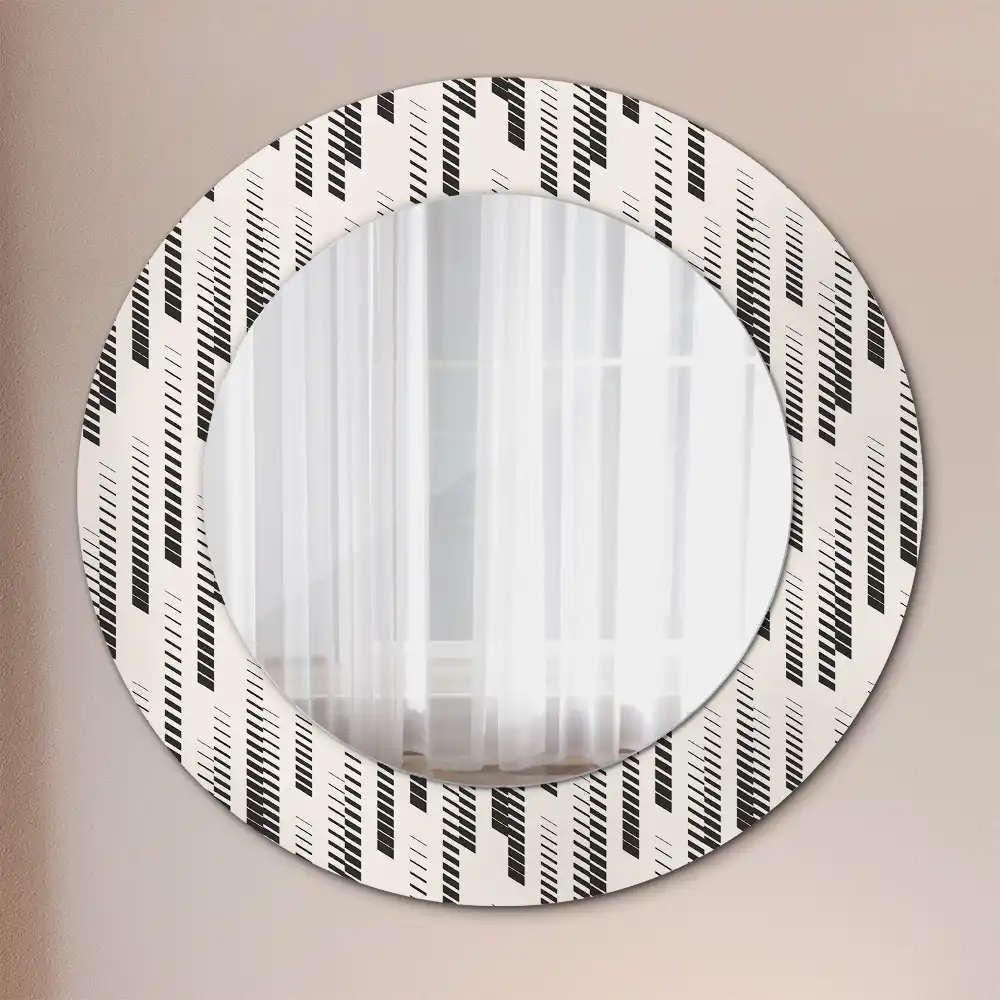 Miroir rond avec décoration motif à rayures