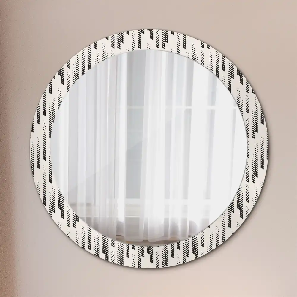 Miroir rond avec décoration motif à rayures