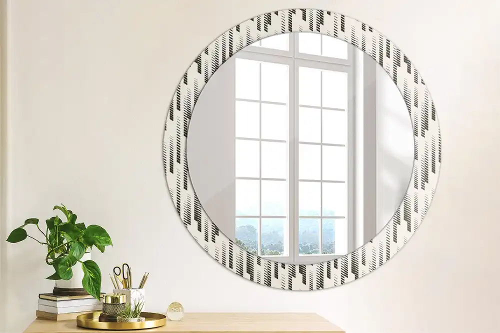 Miroir rond avec décoration motif à rayures