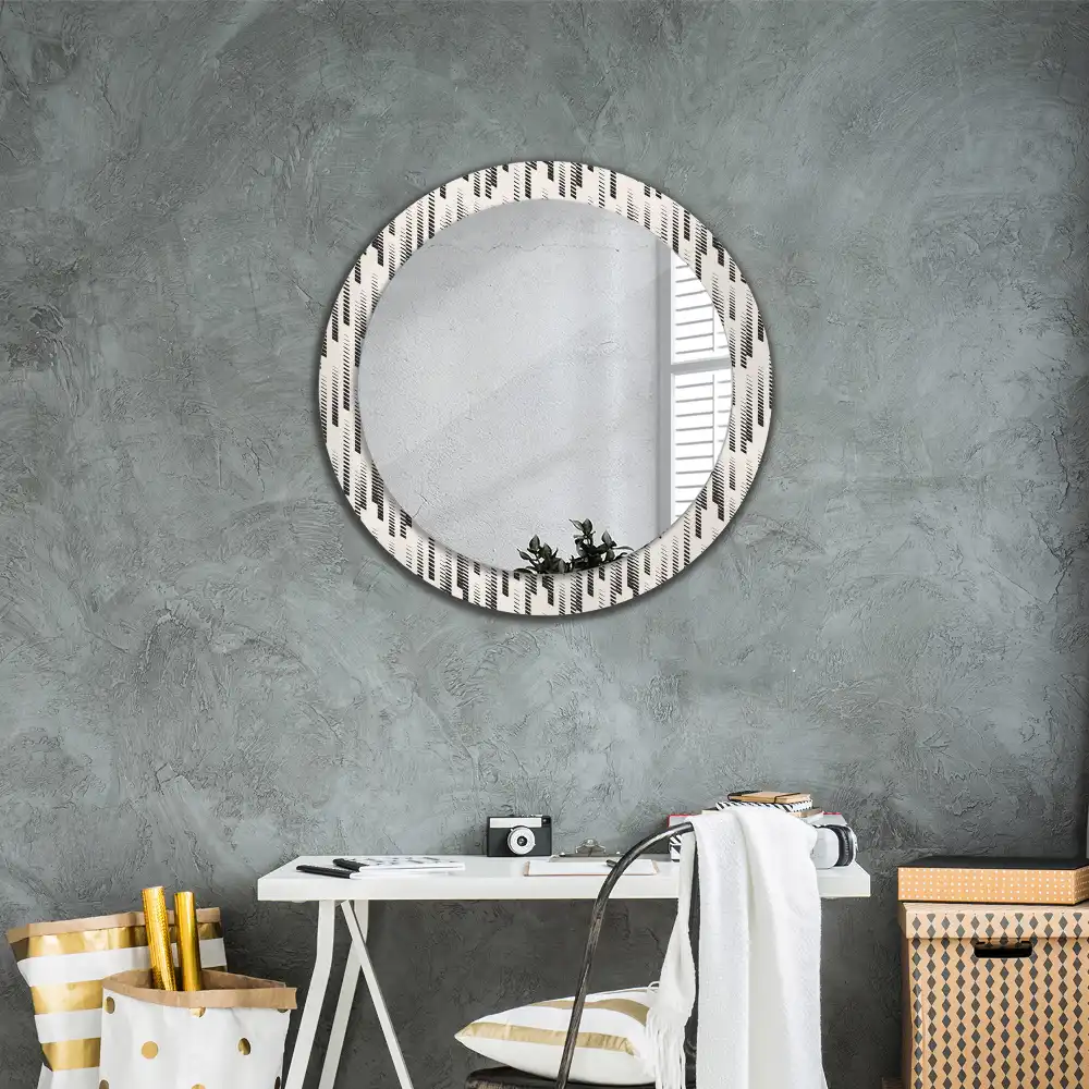 Miroir rond avec décoration motif à rayures