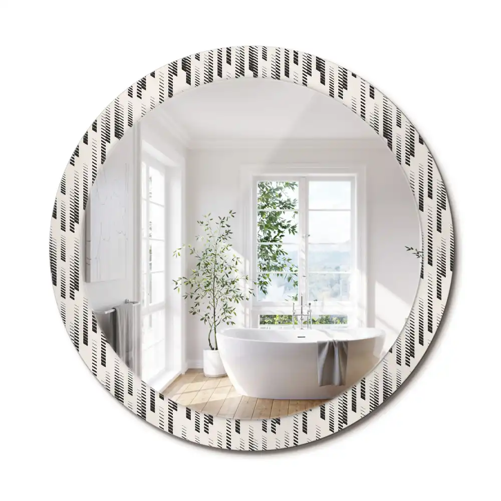 Miroir rond avec décoration motif à rayures