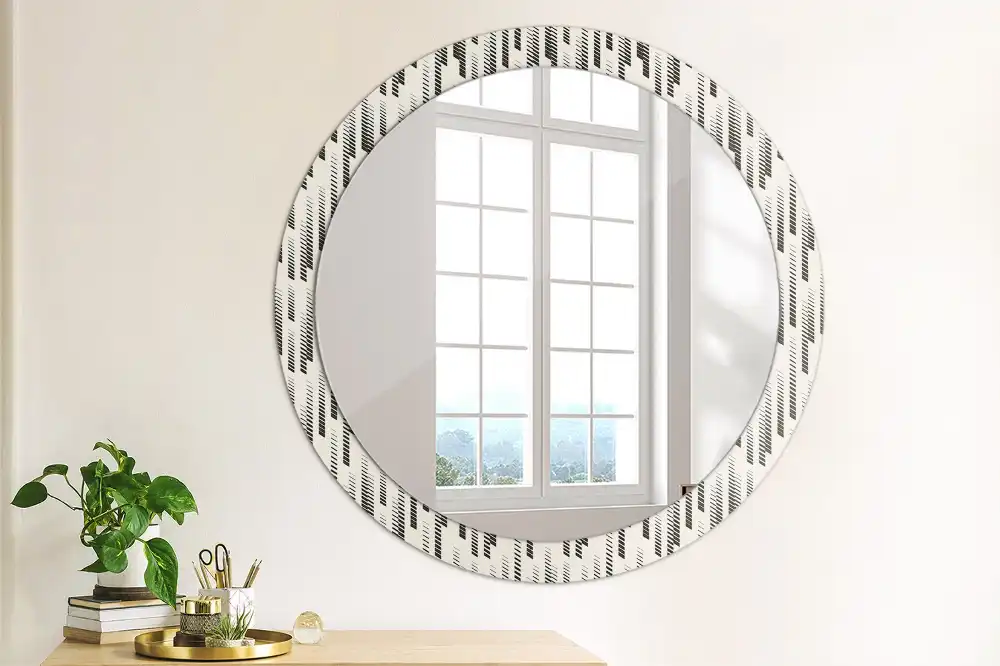 Miroir rond avec décoration motif à rayures