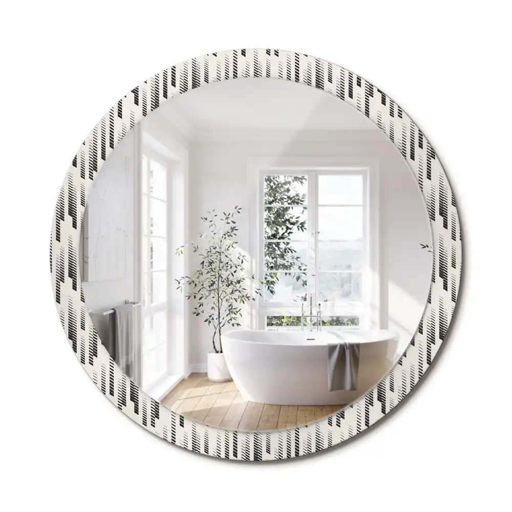 Miroir rond avec décoration motif à rayures