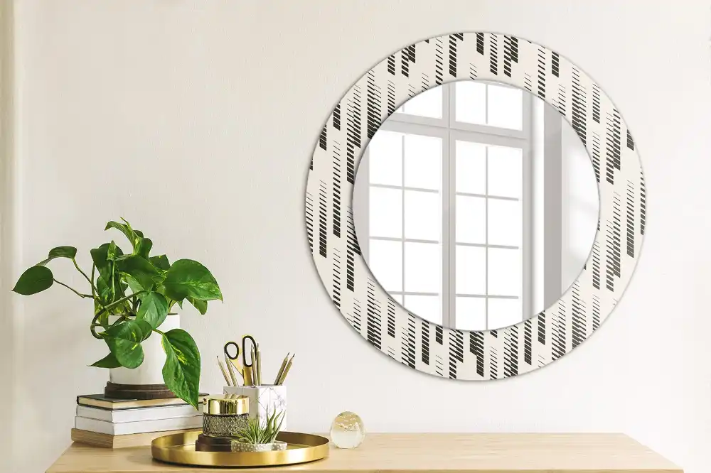 Miroir rond avec décoration motif à rayures