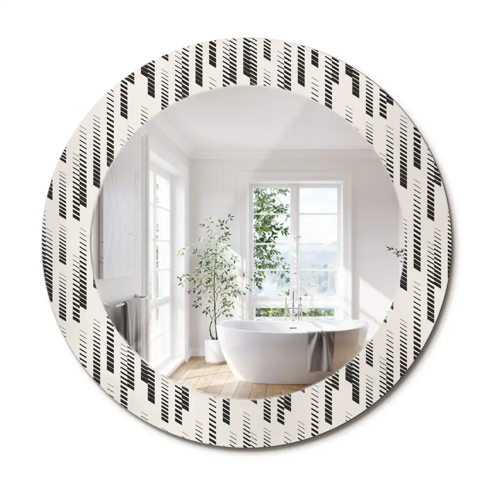 Miroir rond avec décoration motif à rayures
