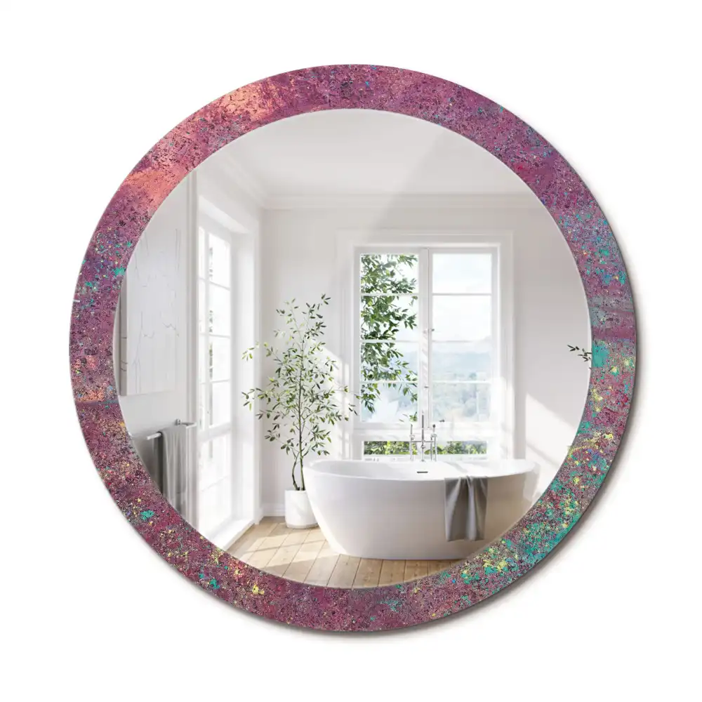 Miroir rond cadre imprimé explosion de couleurs