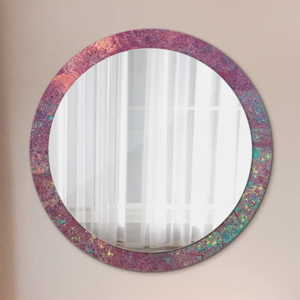 Miroir rond cadre imprimé explosion de couleurs