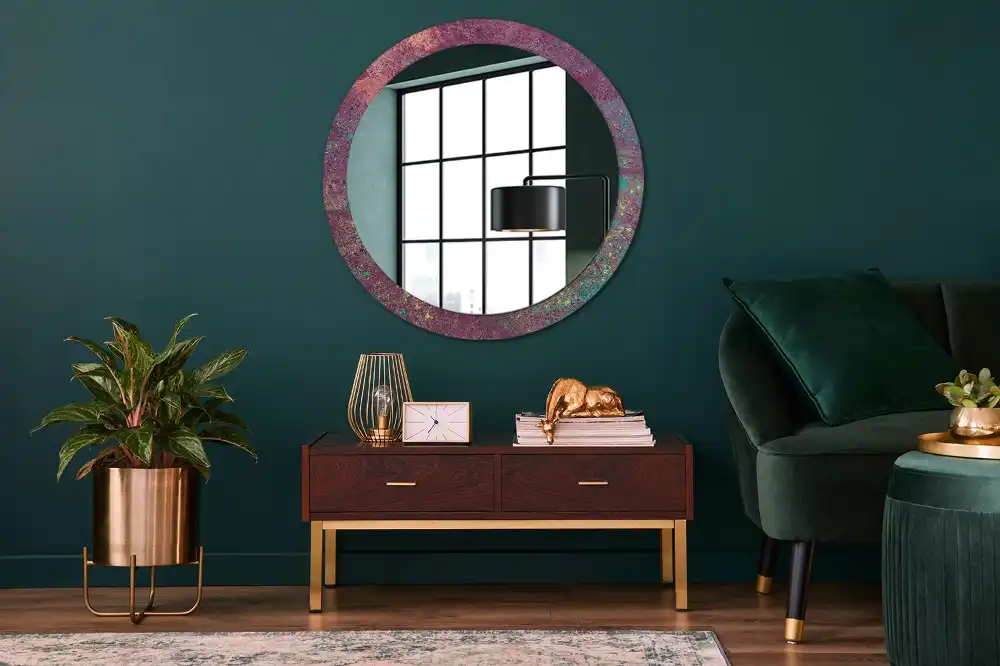 Miroir rond cadre imprimé explosion de couleurs