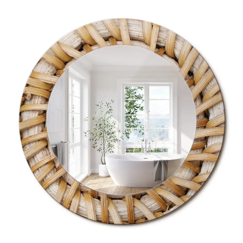 Miroir rond imprimé motif tressé