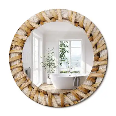 Miroir rond imprimé motif tressé