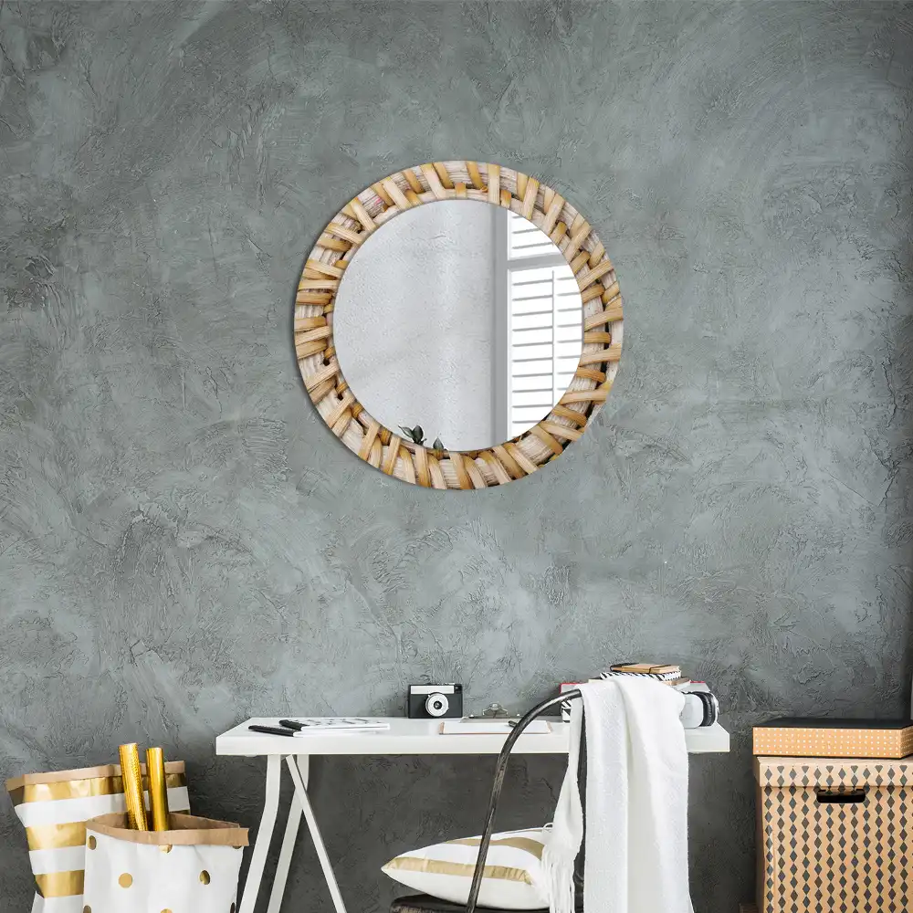 Miroir rond imprimé motif tressé