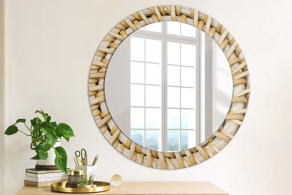 Miroir rond imprimé motif tressé