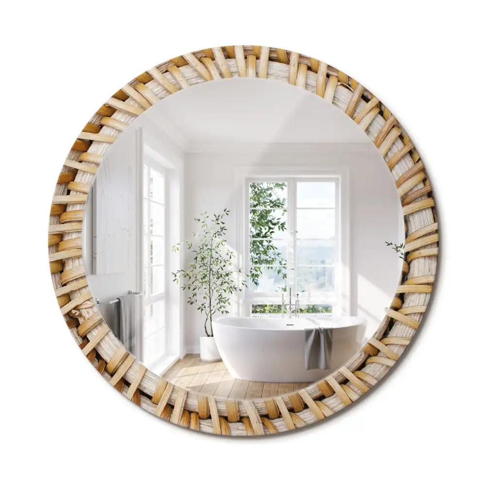 Miroir rond imprimé motif tressé