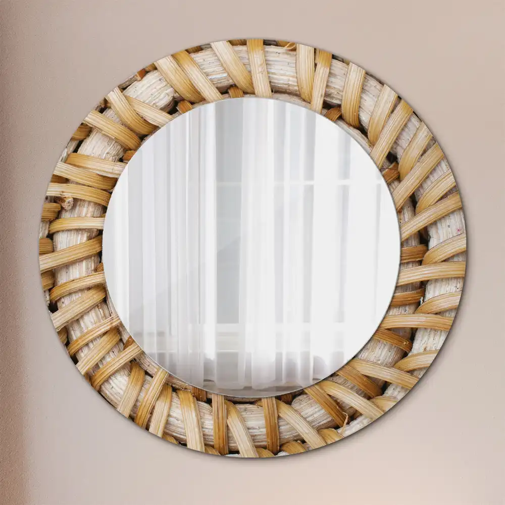 Miroir rond imprimé motif tressé