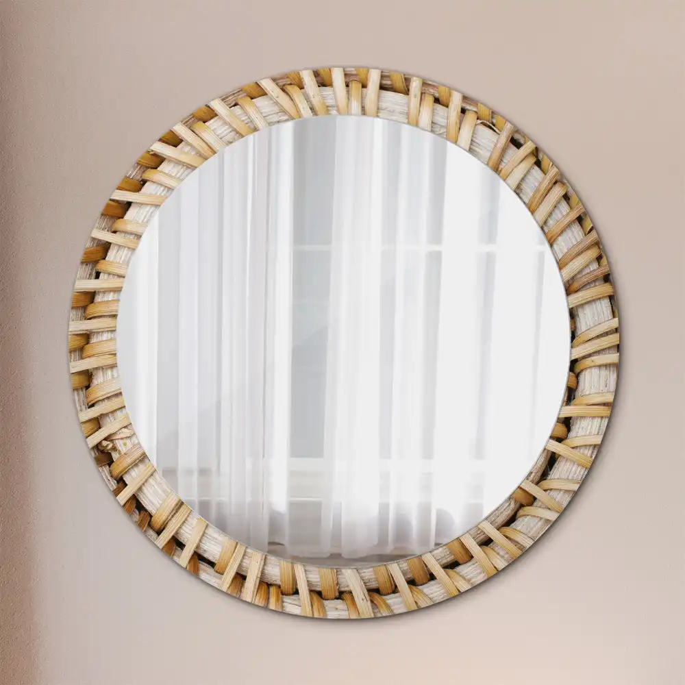Miroir rond imprimé motif tressé